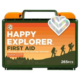 Be Smart Get Prepared Happy Explorer Outdoor First Aid Kit, 265-Piece Deluxe Emergency Medical Set for Travel, Hiking, and Camping