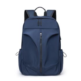 PU Backpack Fashion Large Capacity Men's Casual Backpack Commuter Trend Backpack Student School Bag (Color: Blue)