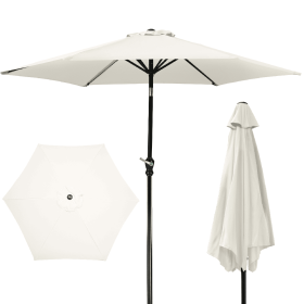 Only Supports Self Pickup  Outdoor Patio Umbrella With Push-button Tilt And Crank Handle, Beach Umbrella For Shade With 6 Sturdy Metal Ribs, UV A (Option: Creamy White)