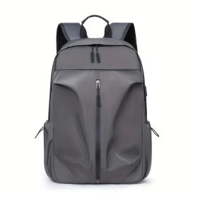 PU Backpack Fashion Large Capacity Men's Casual Backpack Commuter Trend Backpack Student School Bag (Color: Grey)